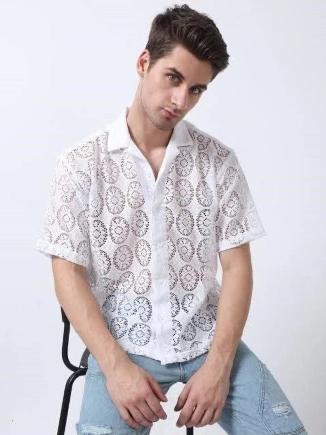 Stylish Men's Short Sleeve Net Fabric Shirt for Summer - ZEVBISA