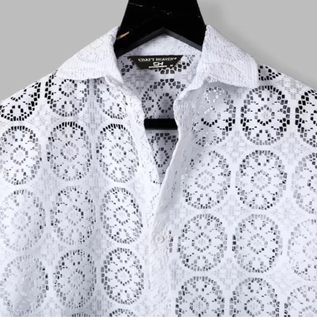 Stylish Men's Short Sleeve Net Fabric Shirt for Summer - ZEVBISA