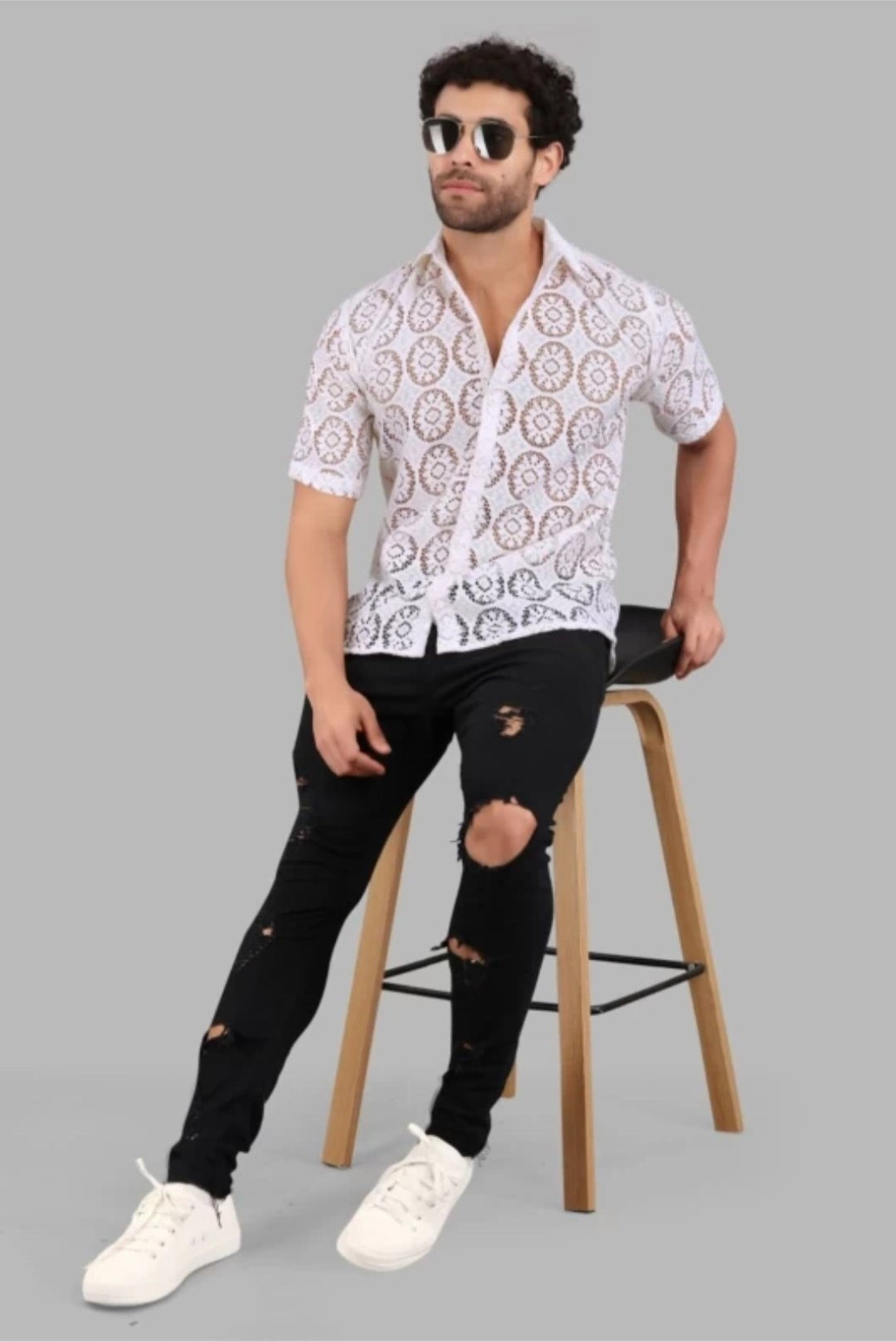 Stylish Men's Short Sleeve Net Fabric Shirt for Summer - ZEVBISA